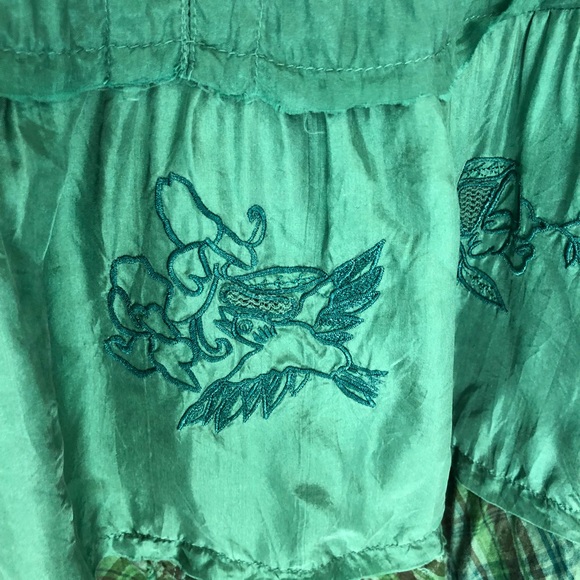 100% Silk Free People Green Flowy Dress/Tunic - Picture 3 of 8